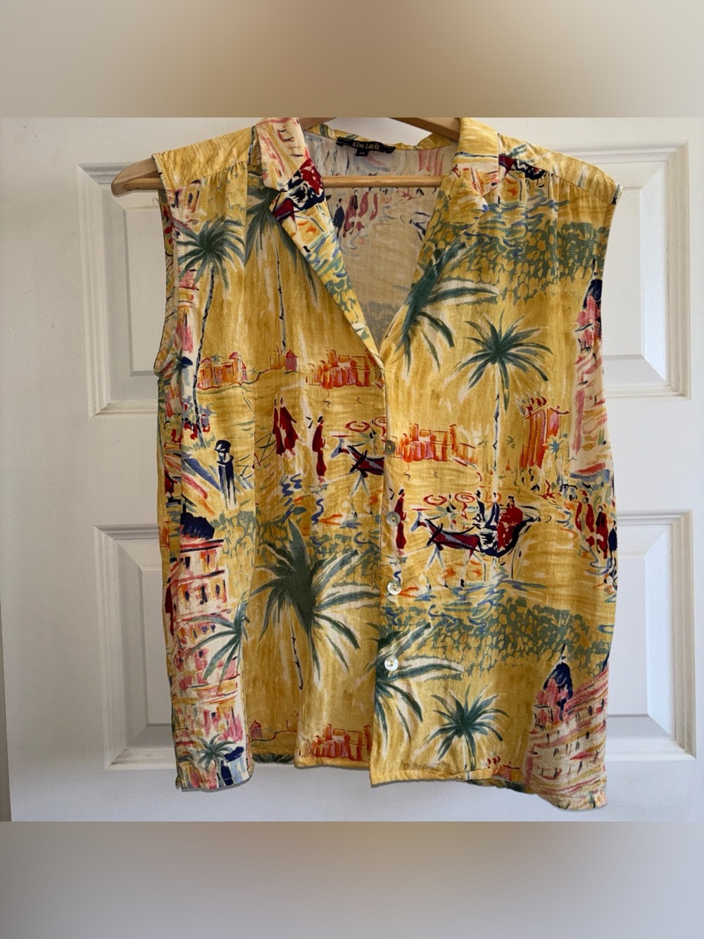 King Louie July Serafini Tuscan Yellow Blouse 36 Yellow Gold Texture Resort Vaca